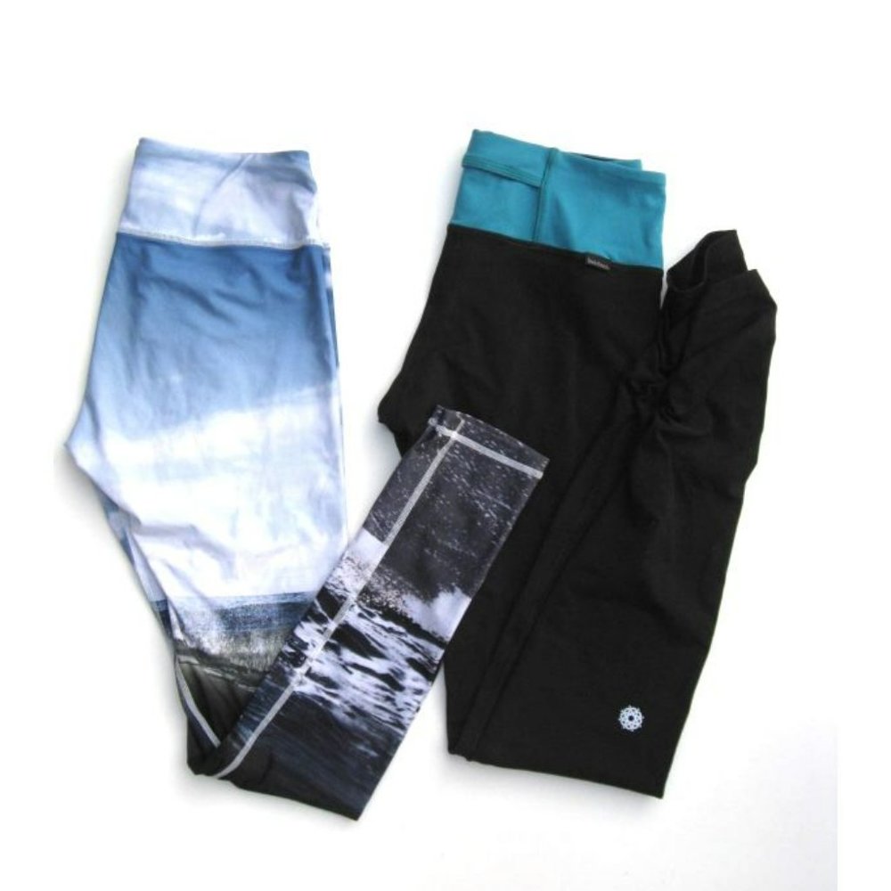 Lot of 2 Yoga Workout Full Length Leggings Eden + Temple Flower 4/S